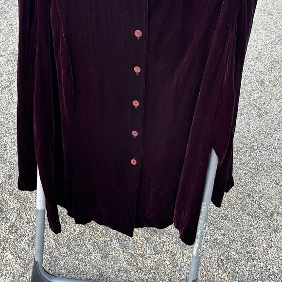 Elizabeth by Liz Claiborne Velvet Top Women's Size 22 Maroon Long Sleeve - Picture 4 of 11